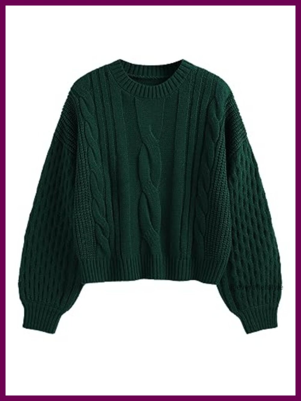 Acrylic Cable Knit Long Sleeve Pullover Sweater
